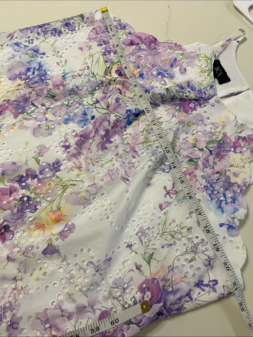 BCX White Floral Eyelet Halter Camisole XL - Picture 7 of 8